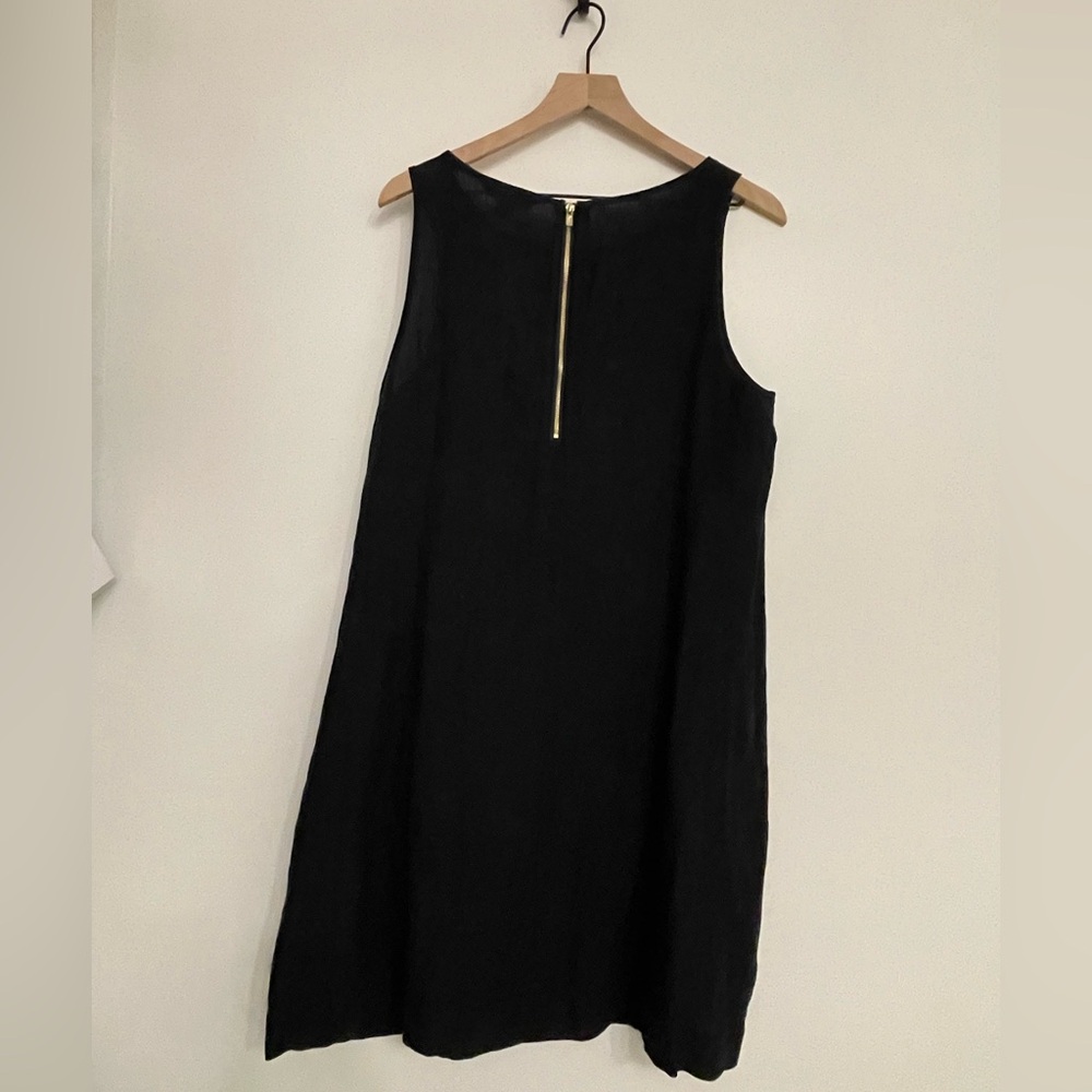 Lilly Pulitzer Classic Black lagoon linen zip back Dress 10 new with tags $188 - Picture 2 of 5